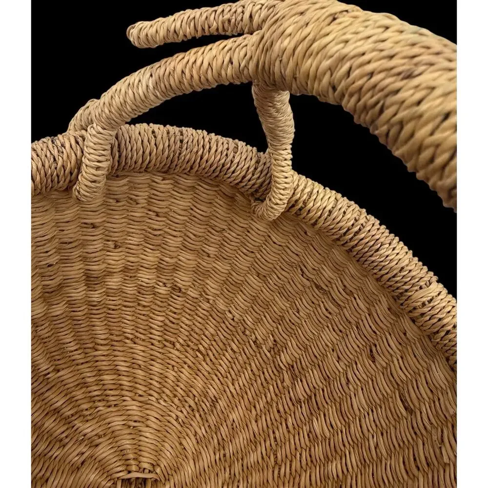 Handmade Bolga Basket Ghana Garden Small Herb Gathering Woven Elephant Grass 9